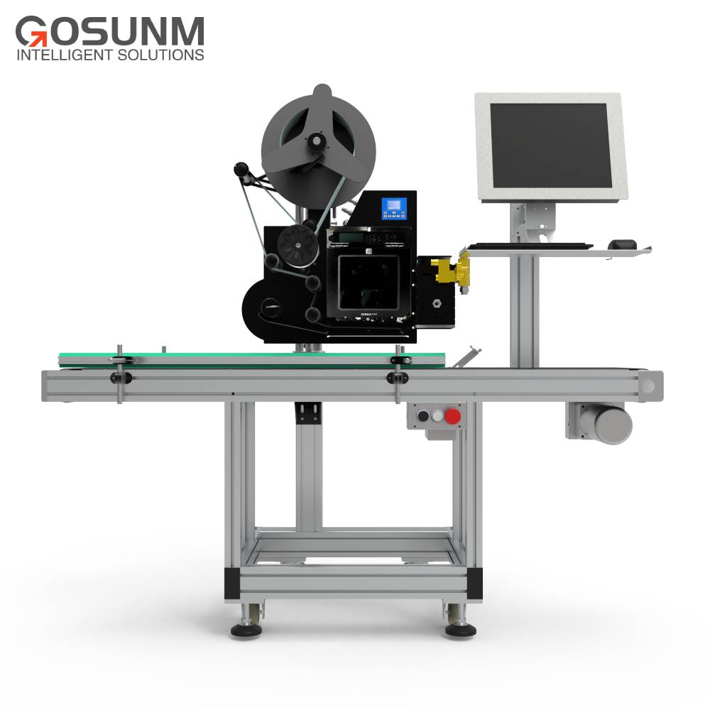Máquina etiquetadora sopladora de impresión en tiempo real